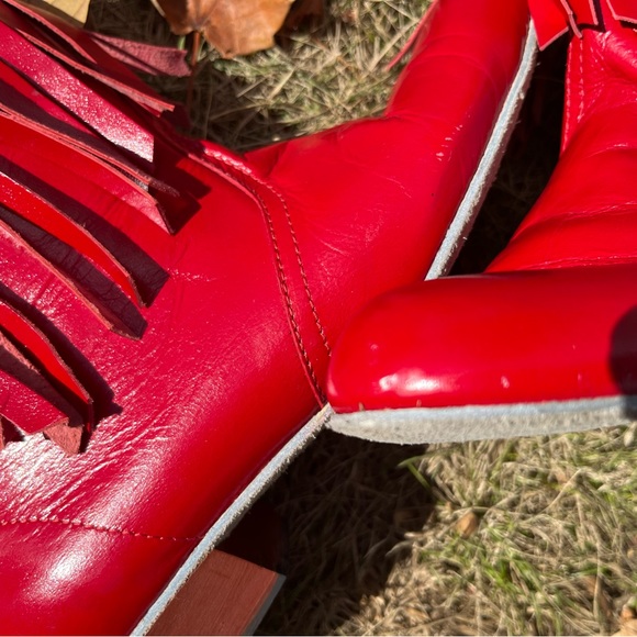 Cherry Red Vintage Fringe Cowboy Boots - Picture 7 of 14